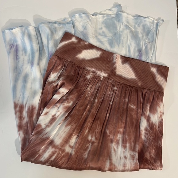 Chaser Silky Skirt Banded waist Pull-on Midi Tie-Dye Mauve Blue Purple Women's S - Picture 10 of 12